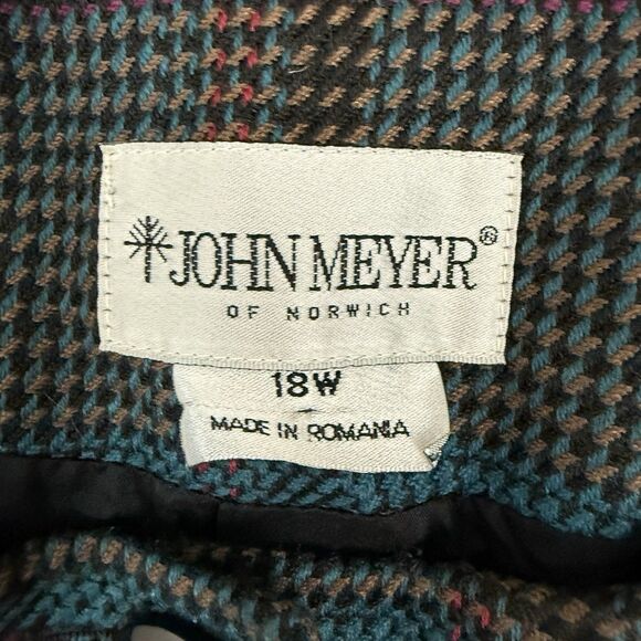 John Meyer Of Norwich Wool Blend Plaid Button Down Blazer Women’s Size 18W - Picture 2 of 13